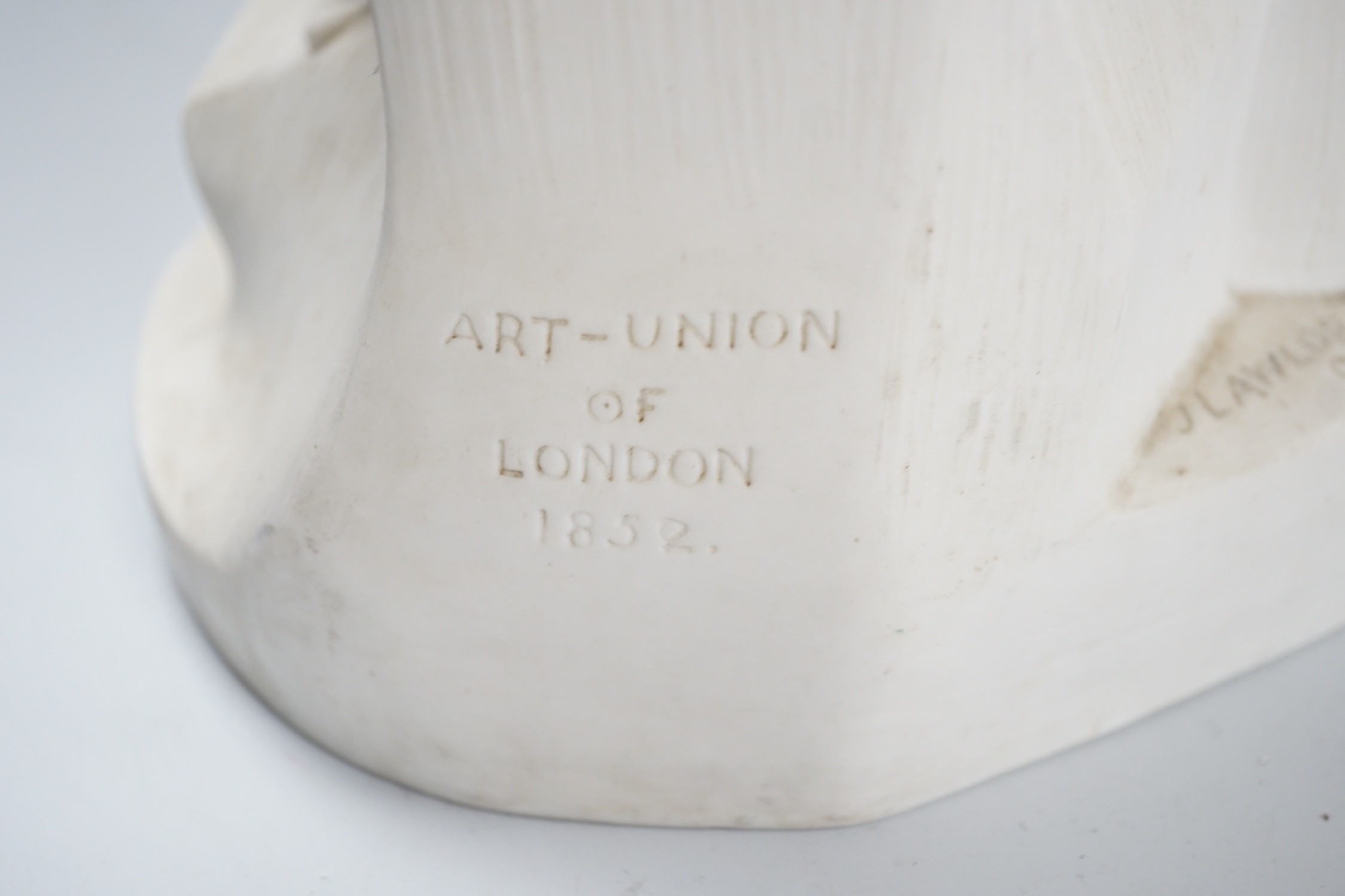 A Mintons Parian figure, Solitude, issued by the Art Union of London, after the original by John Lawlor, dated 1852, 47cm